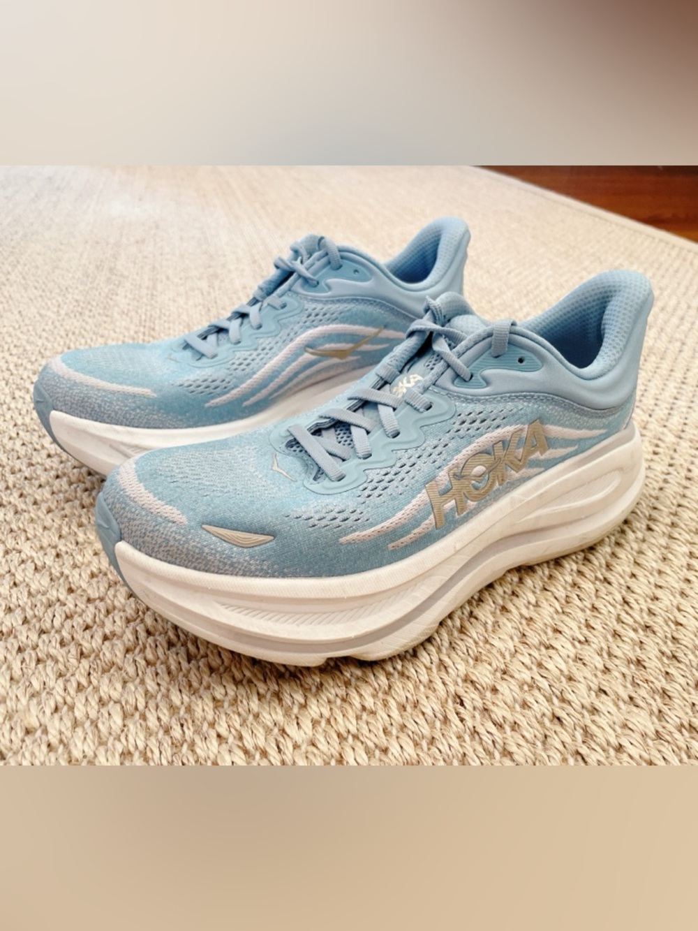 HOKA Bondi 9 Women’s 8.5 Blue Running Walking Shoes Sneakers blue/gray